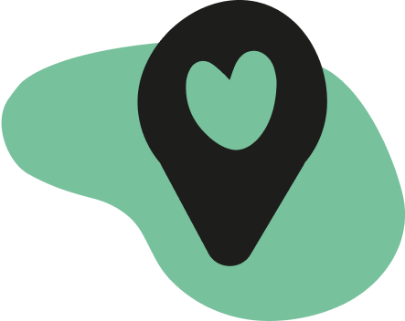 An illustration of a map pin on a green background.